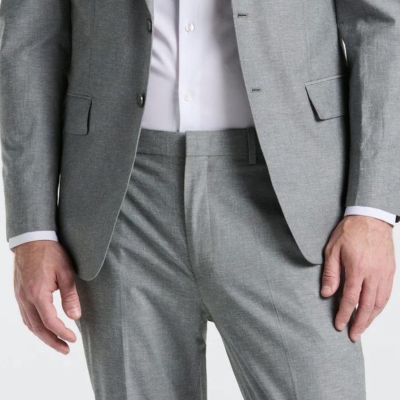 Perry Ellis Light Gray Linen Blend Suit 42R and 33x30 - Picture 2 of 7